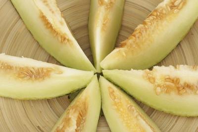 Slices of honey dew melon on a plate