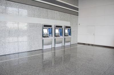 ATM machines inside bank building