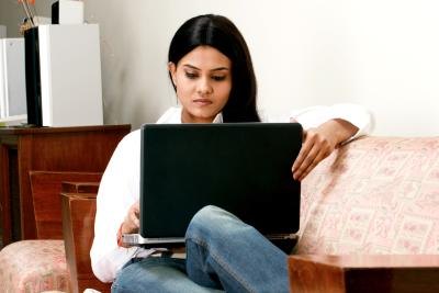 Woman working on laptop