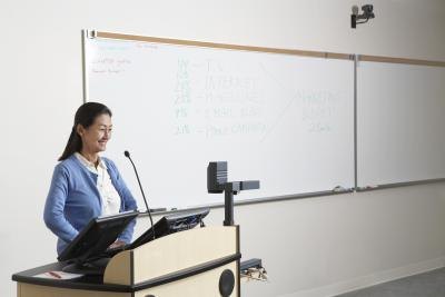 Woman practicing speech
