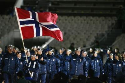 Olympic athletes from Norway at opening ceremonies