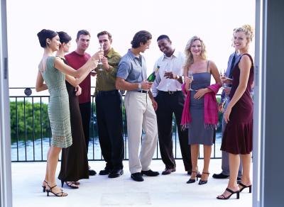 People with drinks at a party