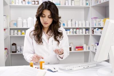 Pharmacist preparing antibiotics