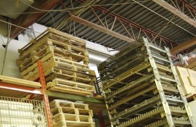 Discarded wooden pallets create the framework for the insect house.