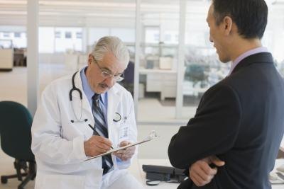 Man talking with doctor