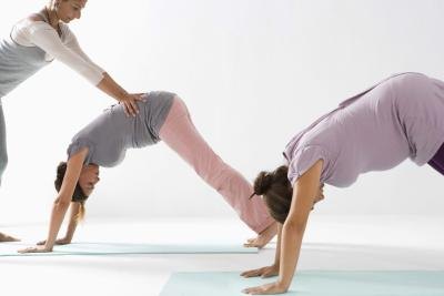 Pregnant woman doing yoga