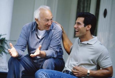 balding father with his son