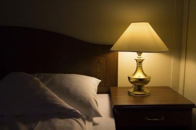 Lamp on bedside.