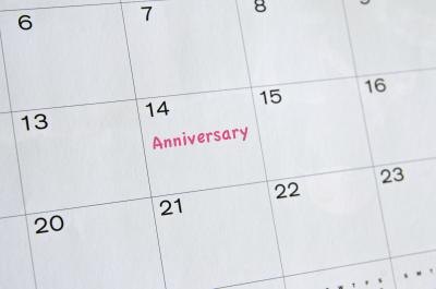 Calendar with anniversary date marked