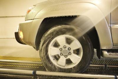 SUV in car wash