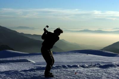 View of Andes mountains from ski resort in Santiago, Chile