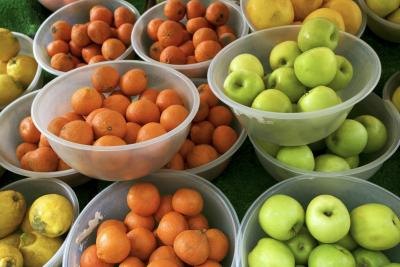 Fruit displayed in bowls