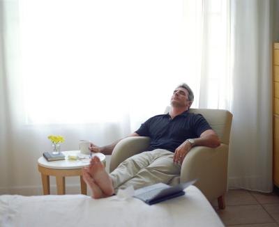Man resting in room