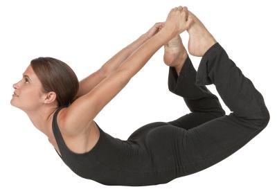 The yoga bow pose stretches your psoas hip flexor muscles. The yoga bow pose stretches your psoas hip flexor muscles.