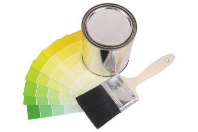 Lighter color swatches with paint brush and paintcan.