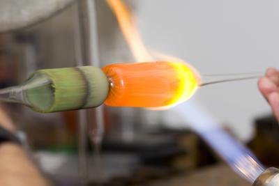 Glass blower at work