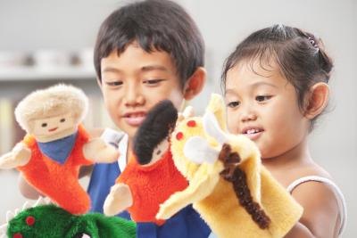 Role play using puppets.
