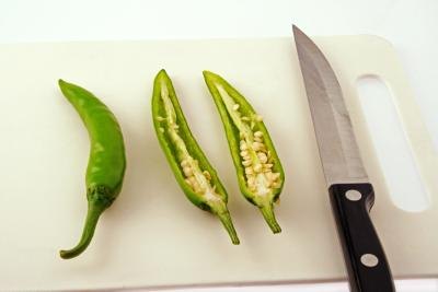 Sliced green chili