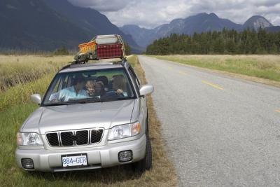 Pull over to the side of the road before approaching a bridge.