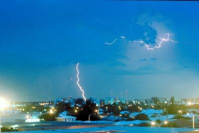 Lightning is attracted to metal and tall objects. Lightning is attracted to metal and tall objects.