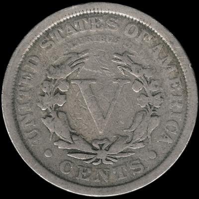 1912 Liberty Head Nickel, tail side with Roman numeral V