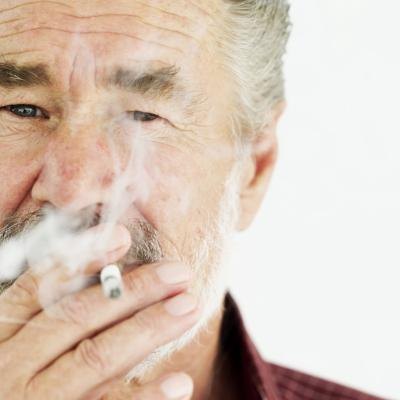 Elderly man smoking