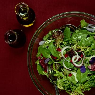Balsamic, olive oil and salad