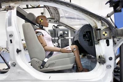Crash test dummy in car frame Crash test dummy in car frame