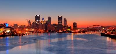 Pittsburgh skyline at sunset Pittsburgh skyline at sunset