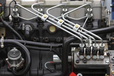 Fuel lines detail on diesel engine