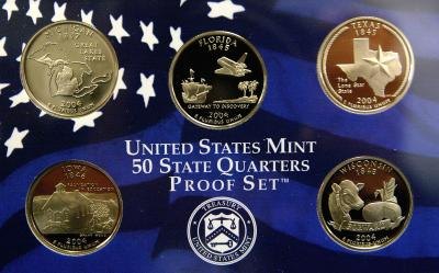 Detail of U.S. Mint 50 state quarter proof set