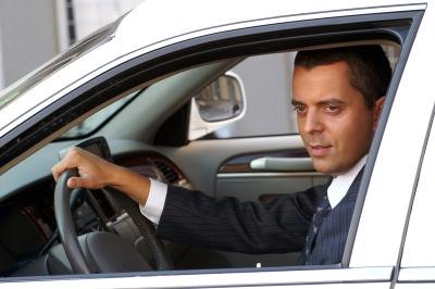 Limo driver in tuxedo