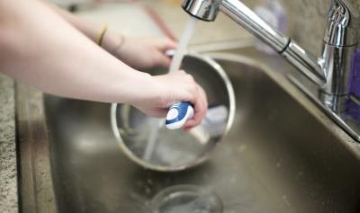 Use hot soapy water when washing dishes.