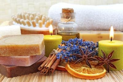 Aromatherapy candles, soap and oil