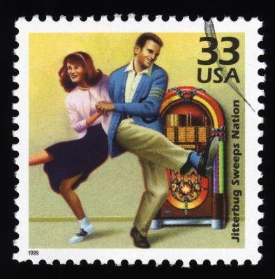 U.S. stamp with 1950's couple dancing