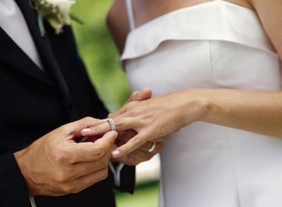 Wedding ring placement ceremony