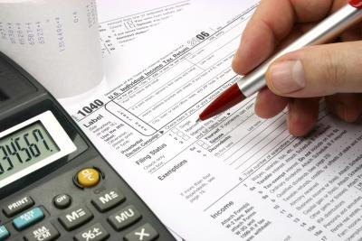 Tax forms being completed
