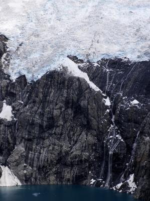 Explain that ice can erode rocks much faster than running water.