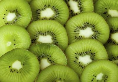 Close-up of sliced kiwi.