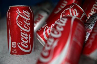Coca-cola bottles on ice