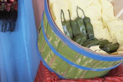 Green chilies in a basket