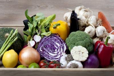 Box of fresh vegetables