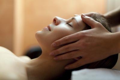 Woman getting massage at spa