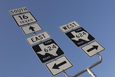 Road signs in the state of Texas