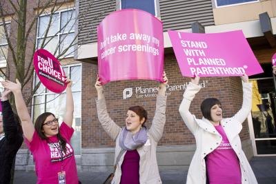 Planned Parenthood supporters outside clinic
