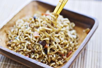 Ramen noodles on plate