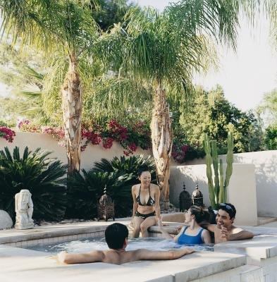 Couples enjoying hot tub