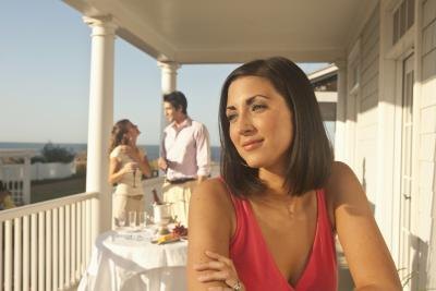 Woman with a bob haircut.