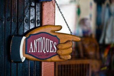 Antiques store sign.