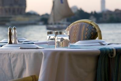 Hotel restaurant overlooking the Nile River.
